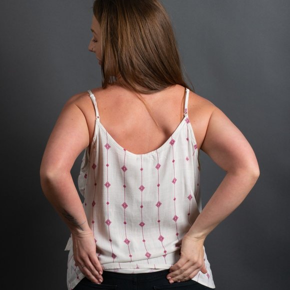 White Pink Patterned Tank by Staccato - Picture 7 of 10